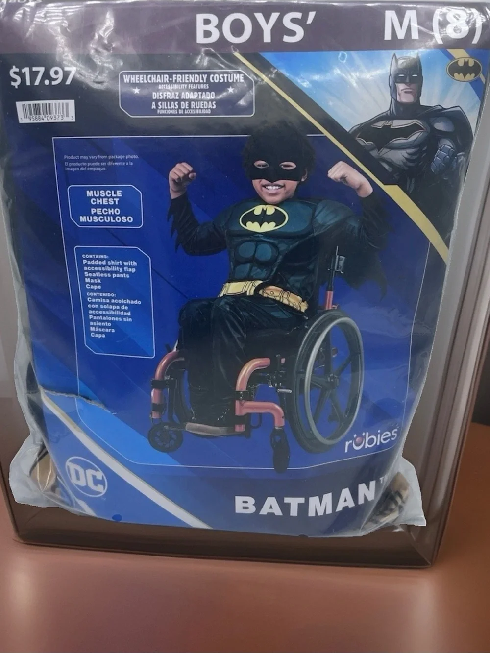 Kids DC Superhero Batman Wheelchair Friendly Costume Rubies Size M 8 NWT